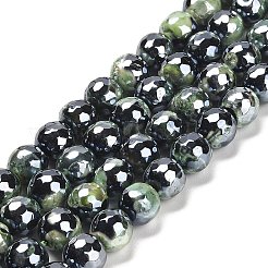Electroplated Natural Fire Crackle Agate Round Beads Strands&nbsp;G-G0006-A02-04