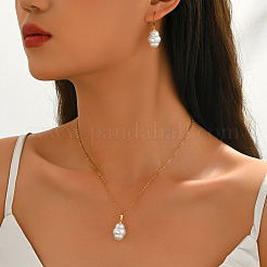 Oval Plastic Imitation Pearl Earrings & Pendant Necklaces Sets for Women&nbsp;XB7297