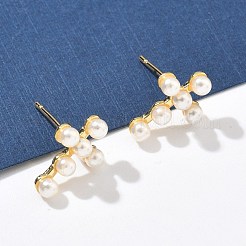 Cross Brass Stud Earrings&nbsp;EJEW-A132-01G