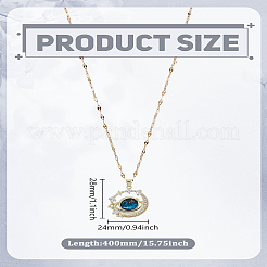 1Pc Brass Dodger Blue Glass Planet Pendant Necklaces&nbsp;NJEW-LP0002-97