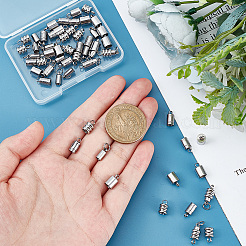 60Pcs 4 Style 201 & 304 Stainless Steel Cord Ends&nbsp;STAS-UN0047-78