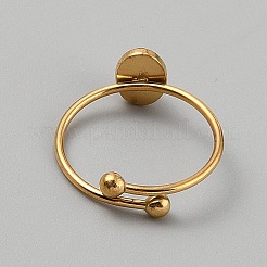 Stainless Steel with Synthesis Gemstone Adjustable Cuff Rings&nbsp;RJEW-WH0021-09D