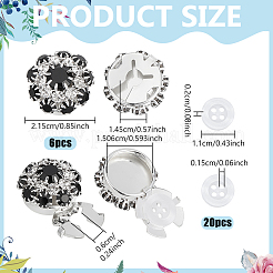 6Pcs Brass Rhinestone Cufflinks&nbsp;BUTT-NB0002-18