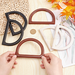 6Pcs 3 Colors D Shaped Plastic Imitation Wood Bag Handles Sets&nbsp;FIND-PH0010-55