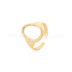 Ion Plating(IP) 304 Stainless Steel Open Oval Wide Cuff Ring for Women&nbsp;RJEW-S405-167G