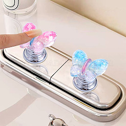 4Pcs 4 Colors Plastic Butterfly Shaped Toilet Tank Button&nbsp;AJEW-TA0003-57