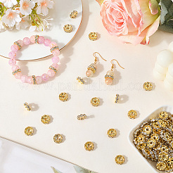 120Pcs Brass Rhinestone Spacer Beads&nbsp;RB-PA0001-03G-01