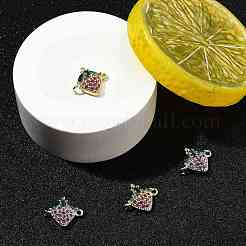 4Pcs 2 Colors Brass Pave Cubic Zirconia Fruit Connector Charms&nbsp;KK-FS0001-73B