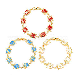 Brass Micro Pave Clear Cubic Zirconia Link Bracelets for Women&nbsp;BJEW-H209-04G