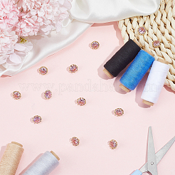 Flower Brass Micro Pave Cubic Zirconia Shank Buttons&nbsp;BUTT-WH0061-12A
