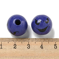 Printed Wood European Beads&nbsp;WOOD-G022-08A-06