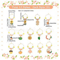 Autumn Theme Alloy Enamel with Glass Wine Glass Charms&nbsp;AJEW-SC0002-11