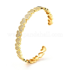Sparkling Heart Cubic Zirconia Cuff Bangle&nbsp;BJEW-D448-15G-RS