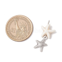 7Pcs 7 Styles Natural Howlite Starfish & Alloy Sea Animals Pendants&nbsp;PALLOY-JF03752-02