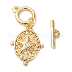 Brass Micro Pave Clear Cubic Zirconia Toggle Clasps&nbsp;KK-N254-75G