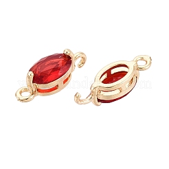 Brass Glass Faceted Oval Links Connector Charms&nbsp;GLAA-T007-10D-01