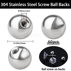 60Pcs Stainless Steel Ear Nuts&nbsp;STAS-BBC0005-14P