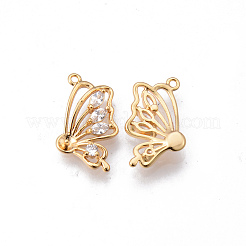 Brass Micro Pave Clear Cubic Zirconia Pendants&nbsp;KK-N232-145-NF
