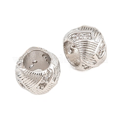 Barrel Brass Micro Pave Cubic Zirconia European Beads&nbsp;KK-B186-22P