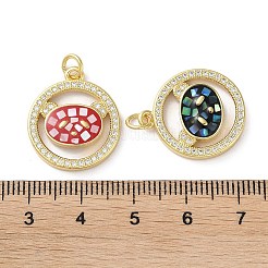Brass Micro Pave Clear Cubic Zirconia Pendants&nbsp;KK-C045-17G