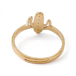 Ion Plating(IP) 201 Stainless Steel Cactus Adjustable Ring for Women&nbsp;LS-RJEW-K238-03G