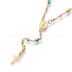 304 Stainless Steel Rosary Bead Necklaces&nbsp;NJEW-E133-01G