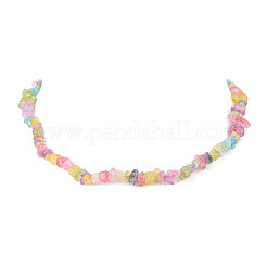 Synthetic Crackle Quartz Dyed Chips Chips Beaded Necklaces&nbsp;NJEW-JN04275-04