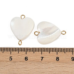 Natural Shell Heart Connector Charms&nbsp;X1-STAS-D378-25G