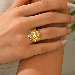 Brass Micro Pave Cubic Zirconia Finger Rings for Women&nbsp;QS5148-4