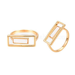 Natural Shell Rectangle Finger Ring&nbsp;RJEW-N039-01
