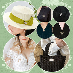 10Pcs Bowknot Shape Alloy Rhinestone Brooches for Backpack Clothes&nbsp;JEWB-PH0001-40