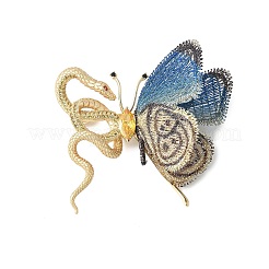 Snake & Butterfly Brass Micro Pave Cubic Zirconia Brooches&nbsp;JEWB-V003-04G