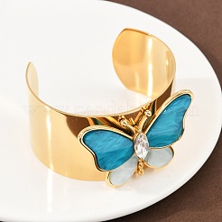 304 Stainless Steel Acrylic Cuff Bangles for Women&nbsp;BJEW-A049-05G-02