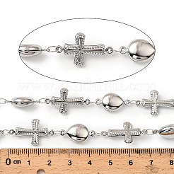 304 Stainless Steel Cross with Teardrop Link Chains&nbsp;CHS-G042-09P