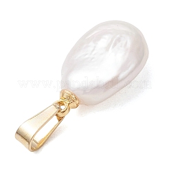 Natural Keshi Pearl Pendants with 304 Stainless Steel Snap on Bails&nbsp;PALLOY-JF05102