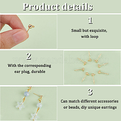 50Pcs Brass Ball Stud Earring Post with Horizontal Loops&nbsp;KK-BC0012-44