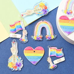 16Pcs 4 Styles Printed Acrylic Pendants&nbsp;MACR-CJ0001-52