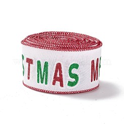 Christmas Theme Polyester Imitation Linen Wrapping Ribbon&nbsp;SRIB-P020-01C