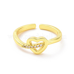 Clear Cubic Zirconia Heart Open Cuff Ring&nbsp;RJEW-H127-11G
