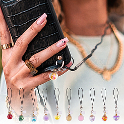 Frosted Resin & Transparent Glass Globe Mobile Straps&nbsp;HJEW-OC00082