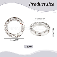 12pcs Alloy Spring Gate Ring with Rhinestone&nbsp;FIND-UN0003-37P