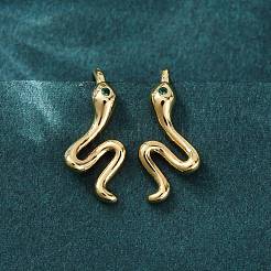 Snake Brass Micro Pave Cubic Zirconia Dangle Earrings&nbsp;EJEW-G425-04G-02