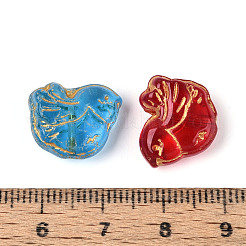 Baking Paint and Golden Metal Enlaced Glass Beads&nbsp;DGLA-T004-28M