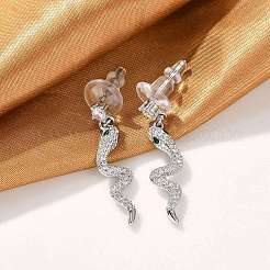 Brass Micro Pave Clear Cubic Zirconia Stud Earrings&nbsp;EJEW-P301-14P