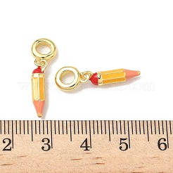 Brass Gold Enamel Pencil European Dangle Charms&nbsp;X-KK-K293-74G