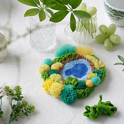 DIY Coaster Punch Needle Embroidery Starter Kits for Beginners&nbsp;DIY-WH20095-003A