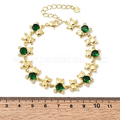 Brass Micro Pave Cubic Zirconia Link Chain Bracelets for Women&nbsp;BJEW-D457-01G-02