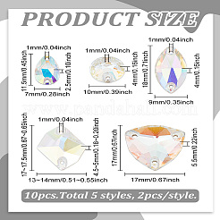 10Pcs 5 Styles Sew on Rhinestone&nbsp;RESI-LP0001-21