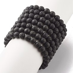 Natural Lava Rock & Mixed Stone Round Beads Stretch Bracelets Set&nbsp;BJEW-JB07466