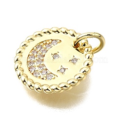 Brass Micro Pave Clear Cubic Zirconia Charms&nbsp;KK-V011-53G